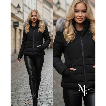 Téli karcsúsított kabát (Fekete - S)