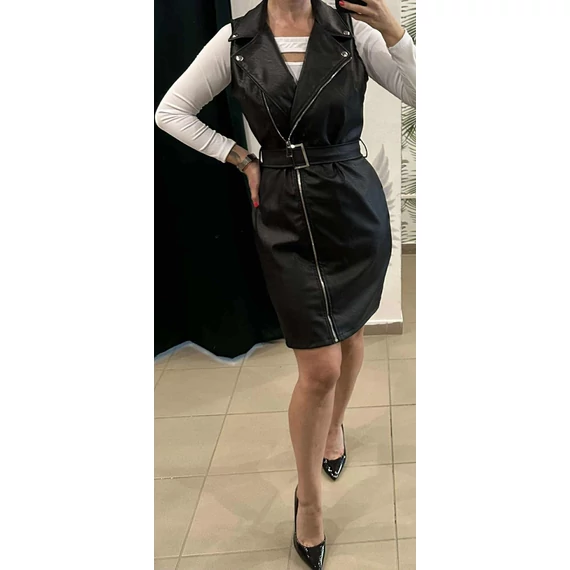 Műbőr zipper ruha
