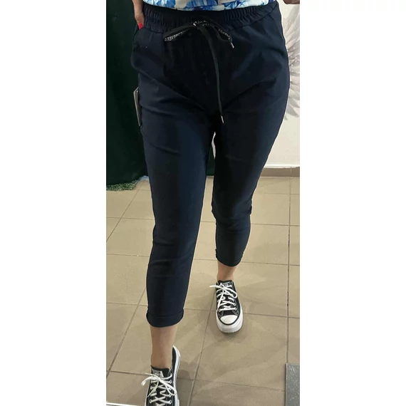 Gumis derekű női sztreccs nadrág (sötétkék- S)